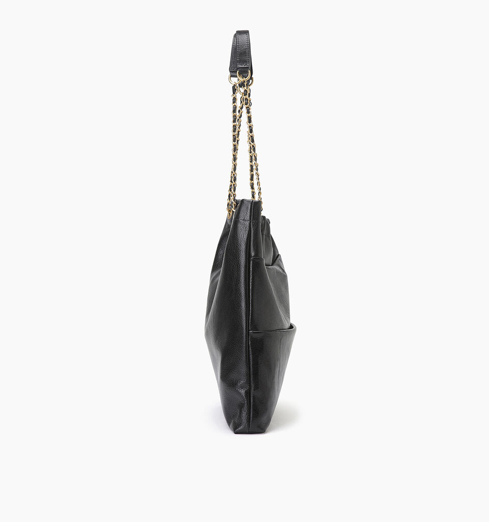 Black leather bag with gold chain - null - Black | Sisley K image number 3